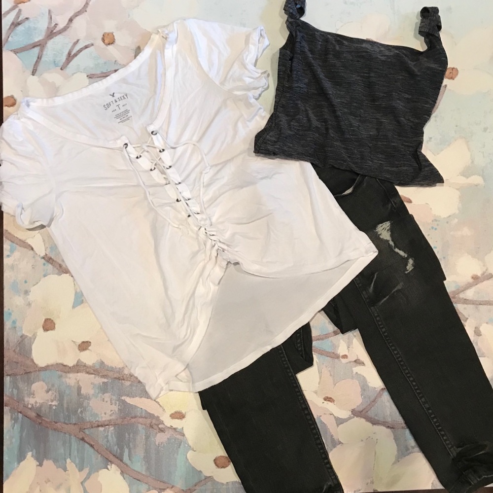 American Eagle lace up T-shirt